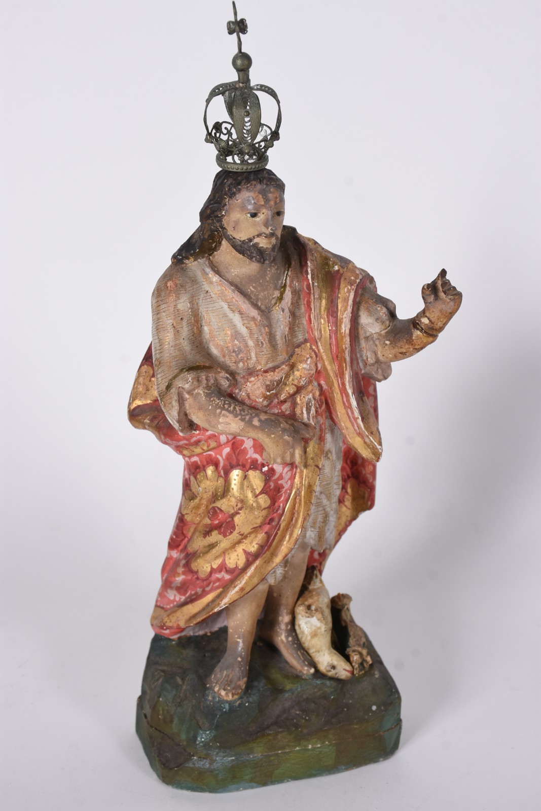 São João Batista - Imagem de madeira policromada com coroa. - foto 3 de 8