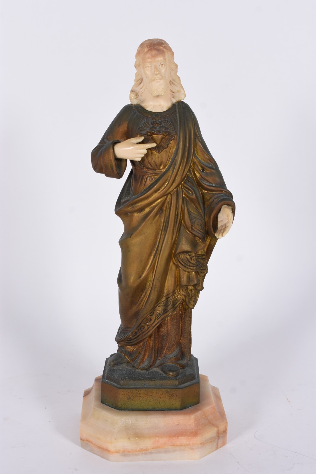 Sagrado Coração de Jesus - Escultura de bronze e marfim. Assinada... - foto 2 de 8