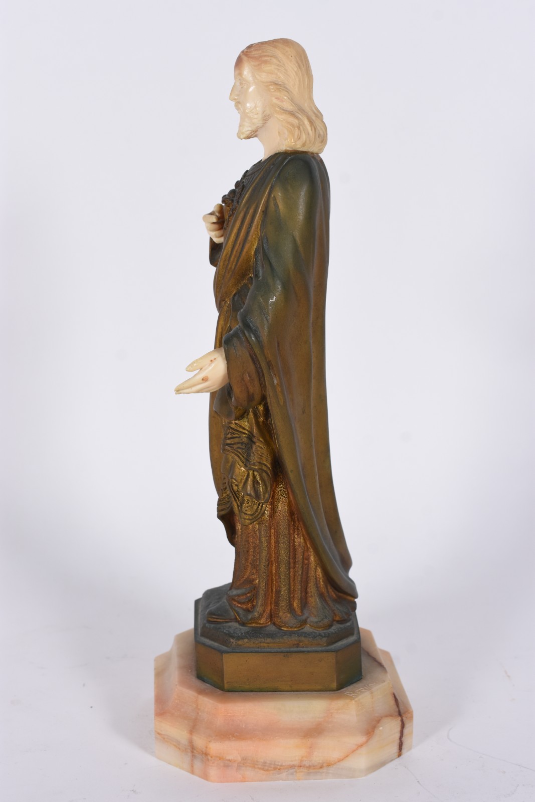 Sagrado Coração de Jesus - Escultura de bronze e marfim. Assinada... - foto 3 de 8