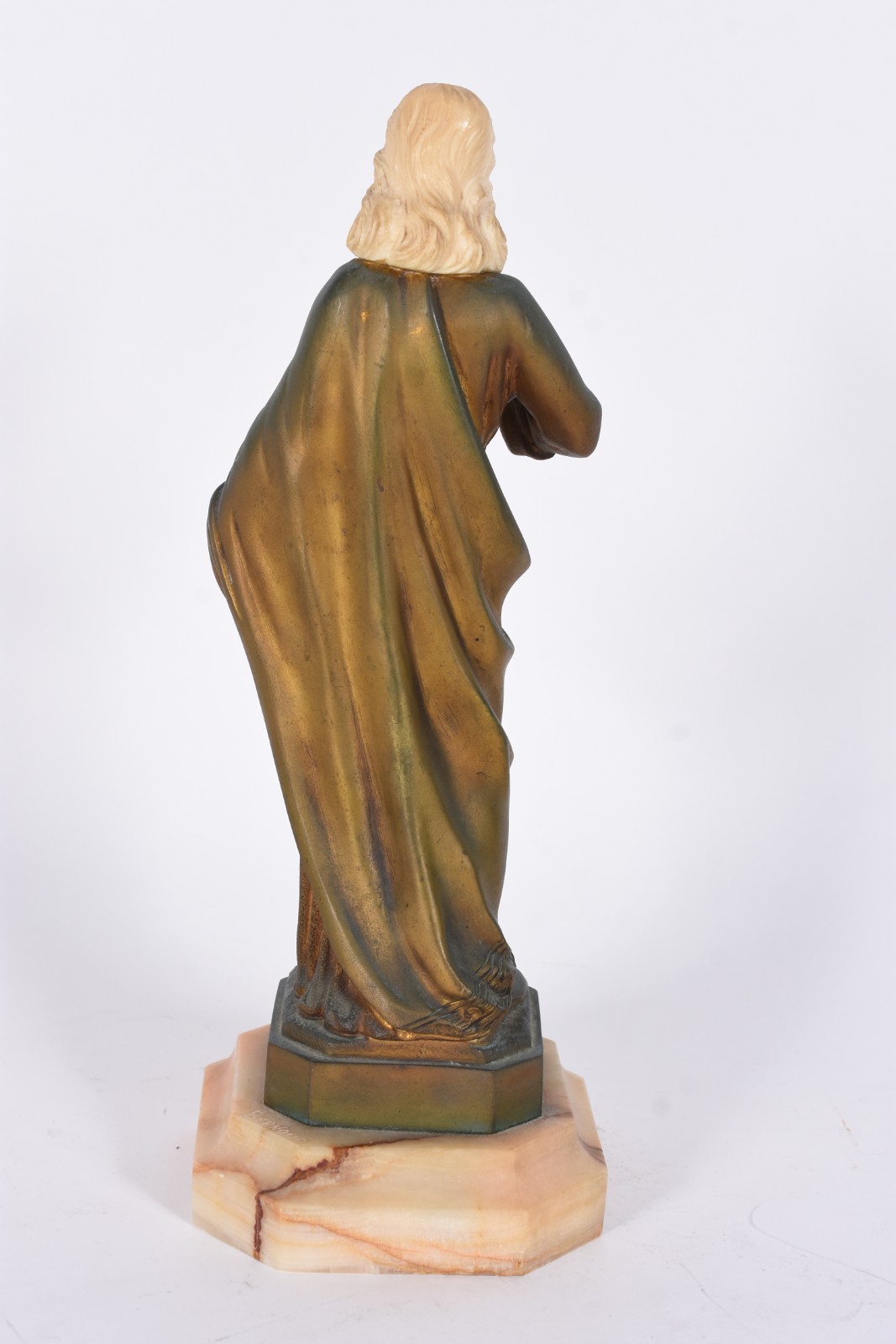 Sagrado Coração de Jesus - Escultura de bronze e marfim. Assinada... - foto 6 de 8