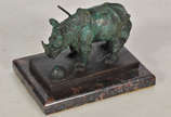 SALVADOR DALI - Escultura de bronze repres; Rhi... - SALVADOR DALI - Escultura de bronze repres; Rhino - assinado 7/299  - certificado da Daniel&#39;s Auction House - Las Vegas Nevada - base de már...