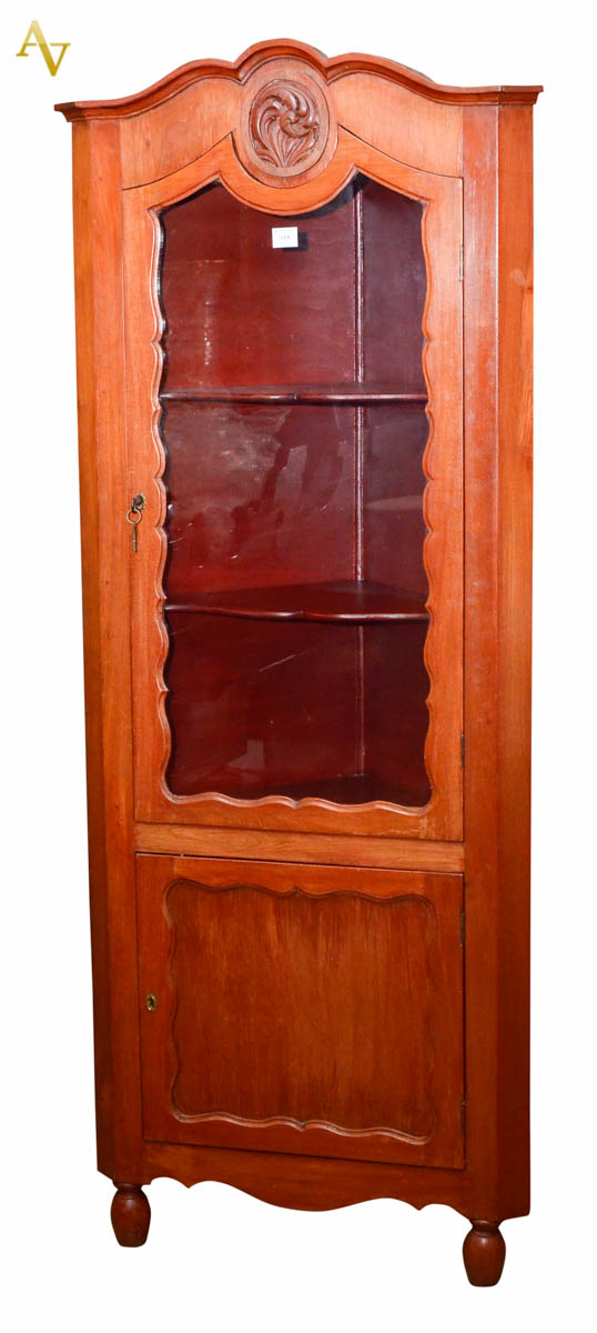 Móvel de canto de madeira nobre, estilo colonial, 2 portas...