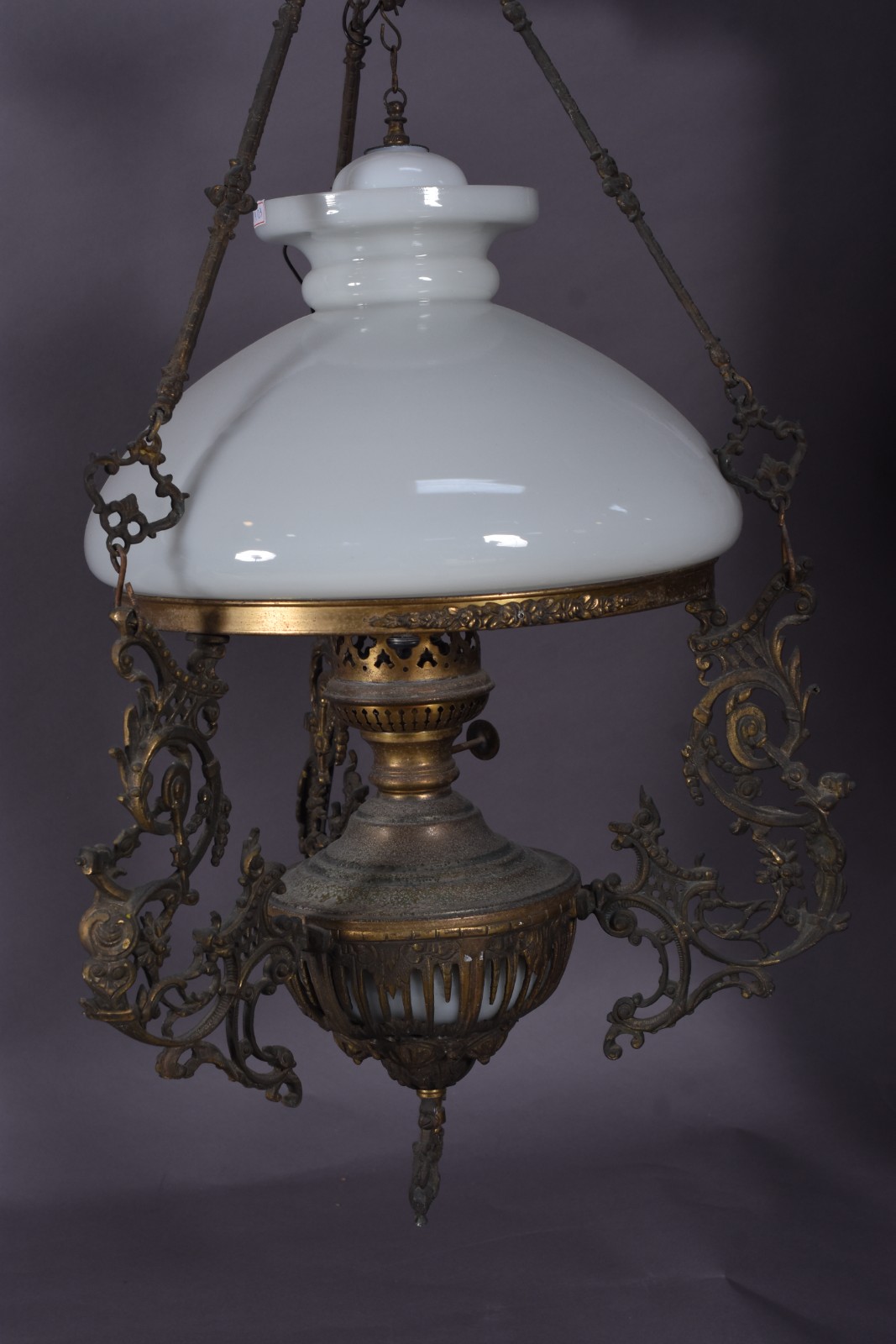 Lanterna de metal e cúpula opalinada (oxidado). - foto 4 de 4