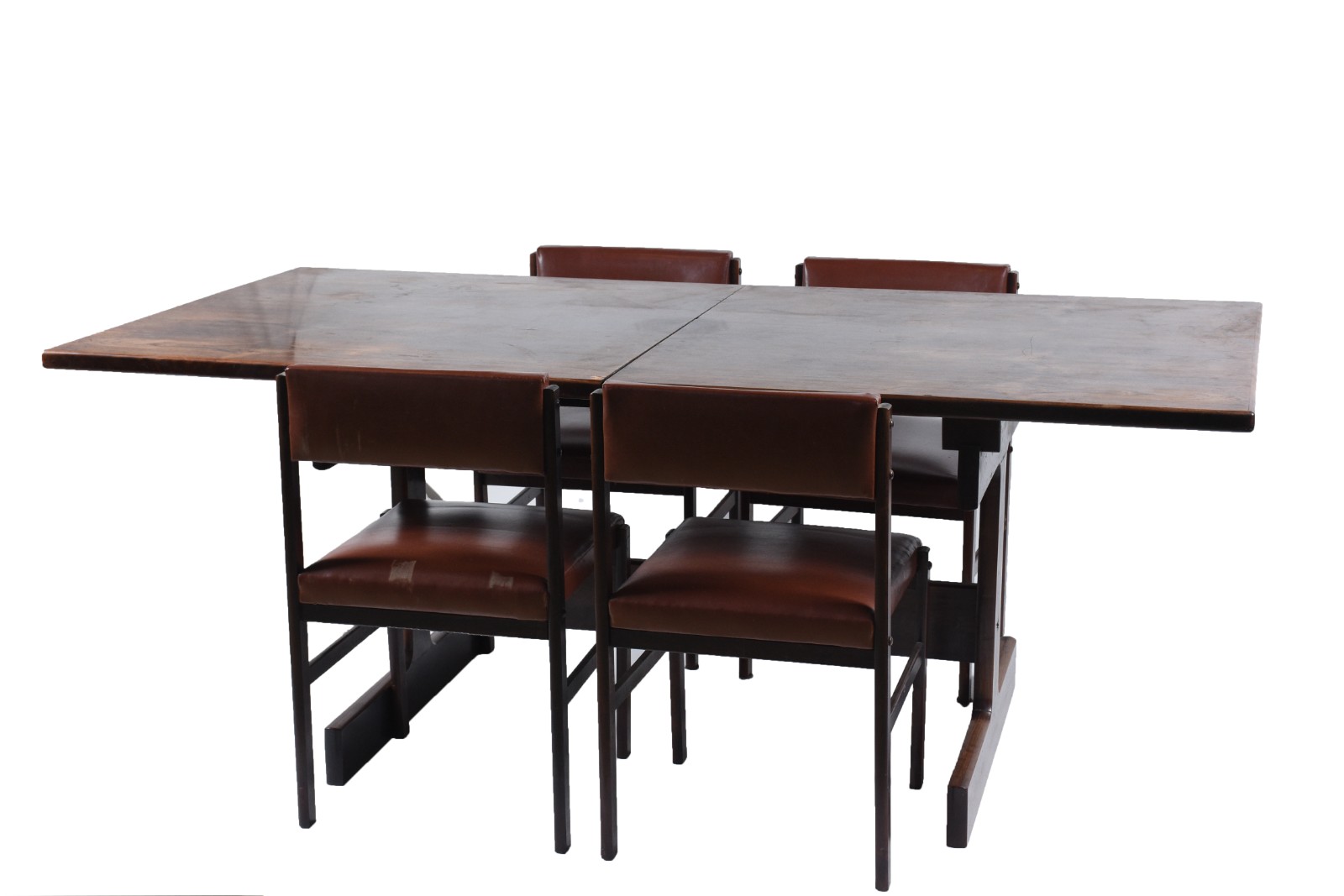 Conjunto de Mesa de jantar de madeira nobre, duas bases ligadas por... - foto 1 de 10