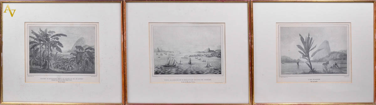 Tres litografias, sendo: W. GORE OUSELEY - Pão de açucar - 31 x 24...