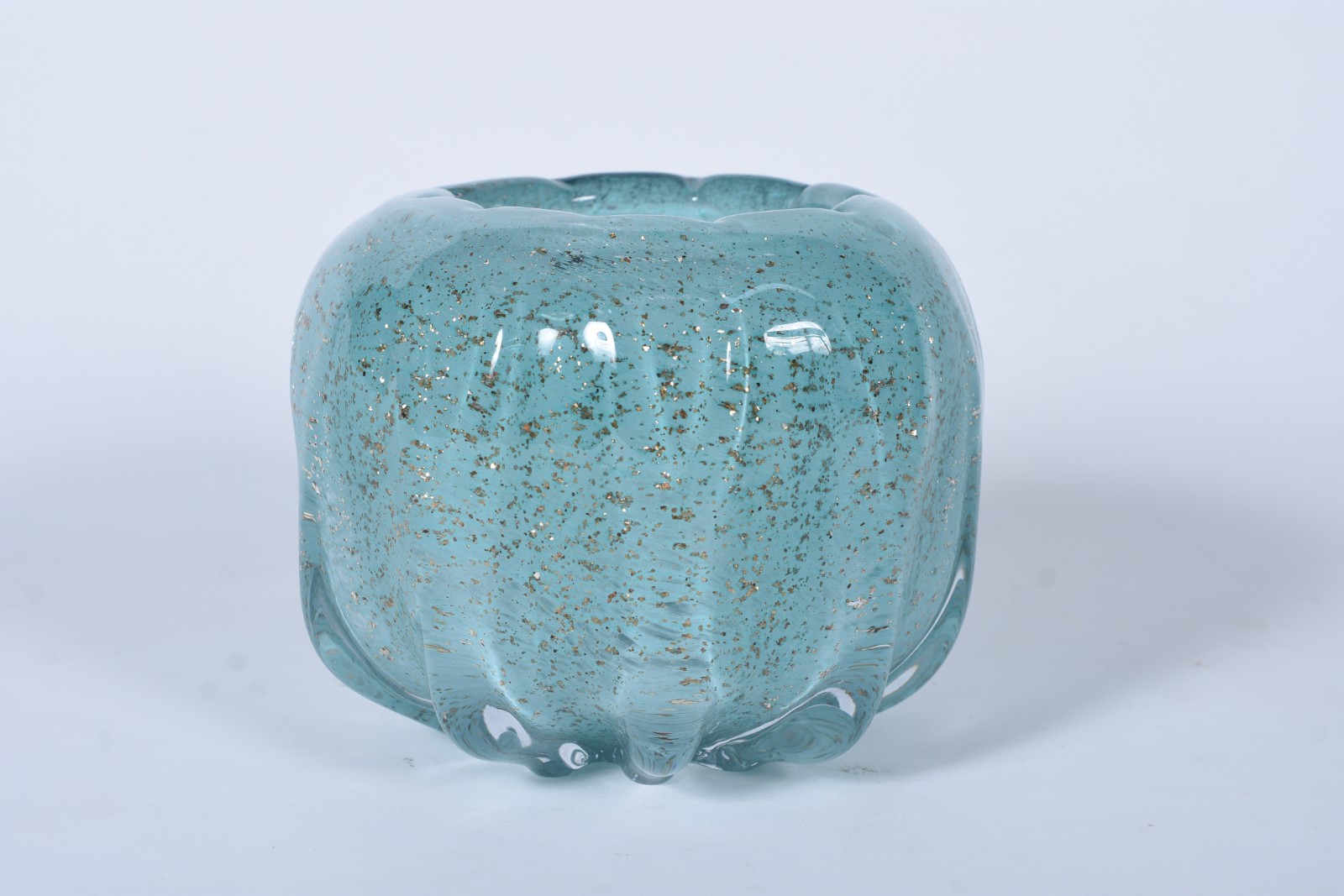 Vaso de vidro decorativo turquesa. - foto 1 de 5