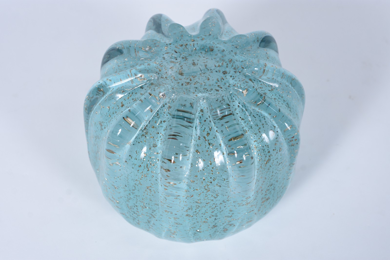 Vaso de vidro decorativo turquesa. - foto 4 de 5