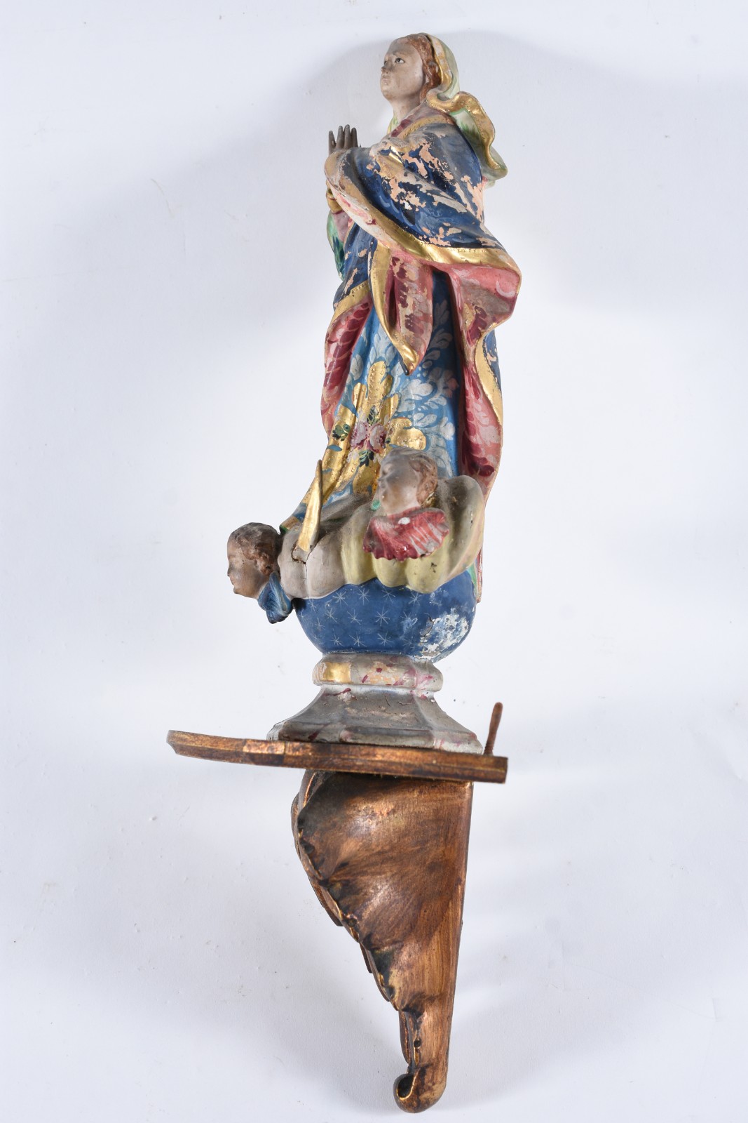 Nossa Senhora - Imagem de madeira policromada e realces dourados... - foto 2 de 9