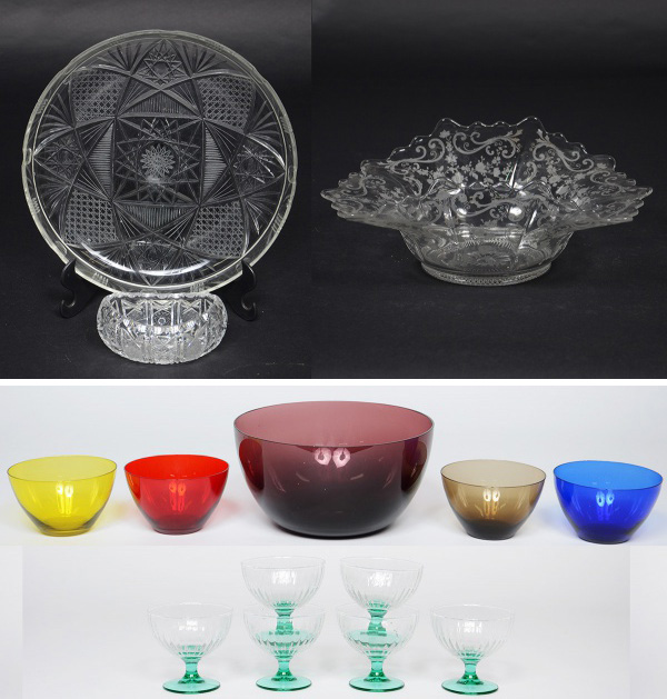 Diversas peças, sendo bowl na cor uva (diâmetro 22,5 cm e altura 12...