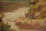 Armando Vianna (1897-1992), Paisagem com riacho - Óleo sobre madeira, pequena falha na tinta.
