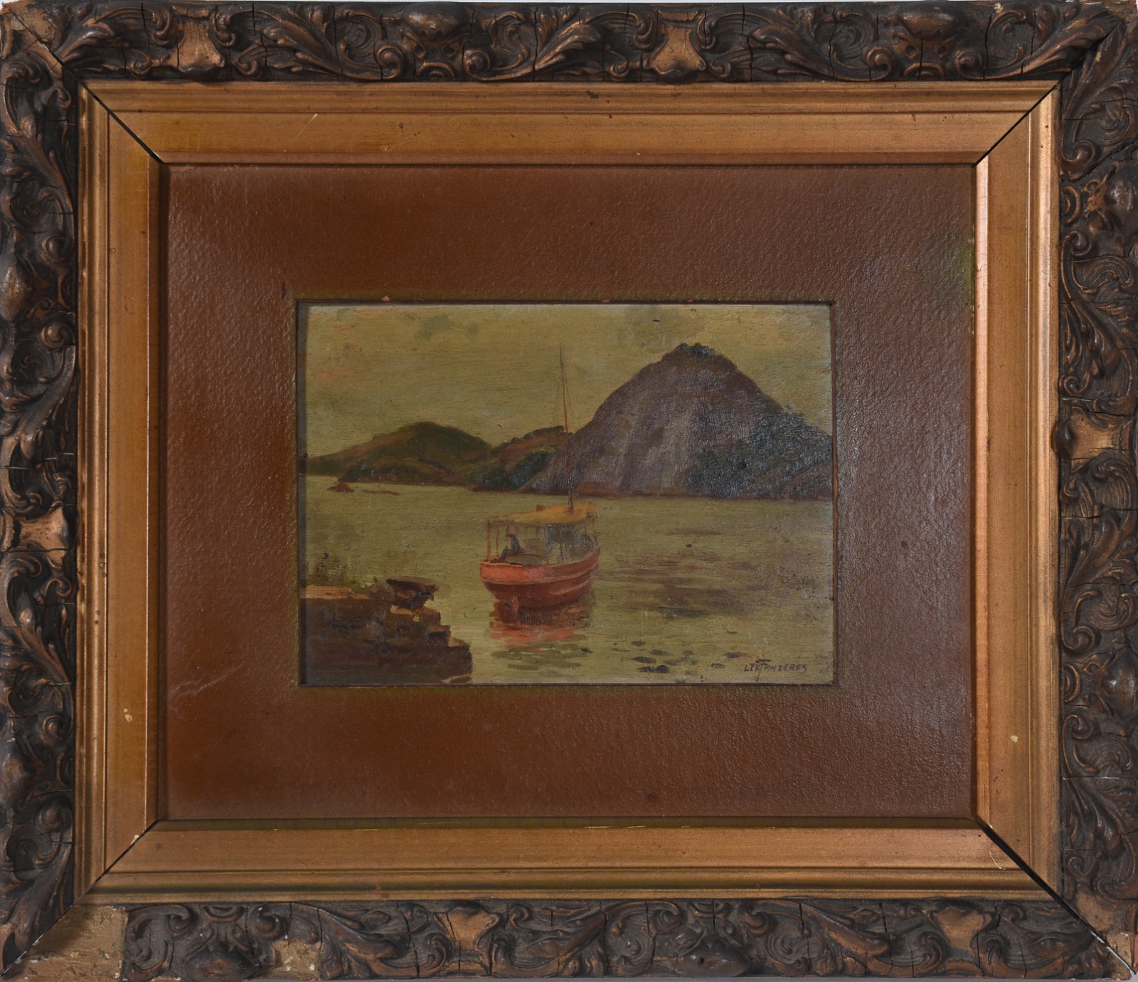 Levino Fânzeres (1884-1956), Marinha com Barco - foto 2 de 4