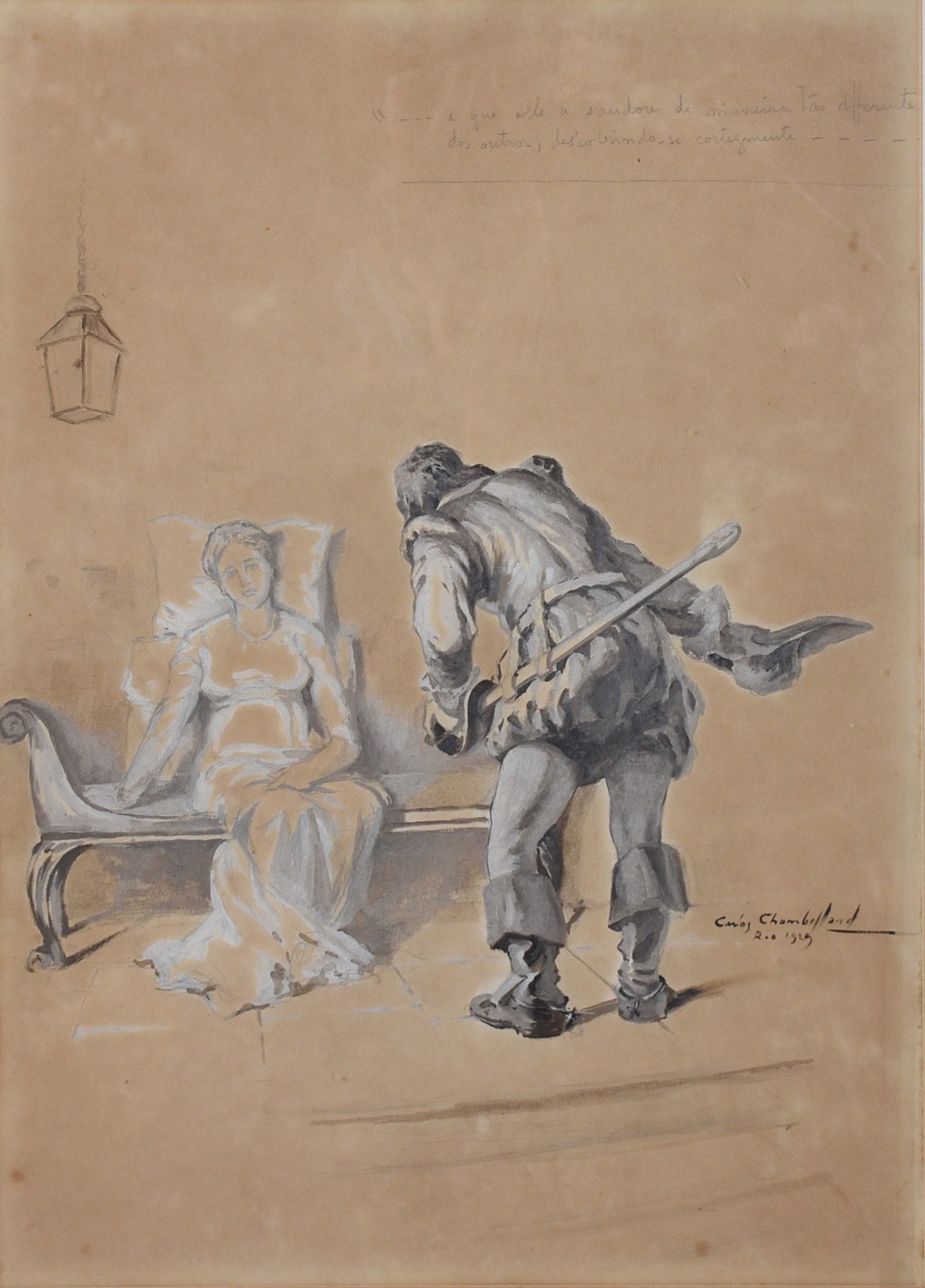 Guache - datado 1929, com alguns inscritos á lápis. - foto 1 de 5