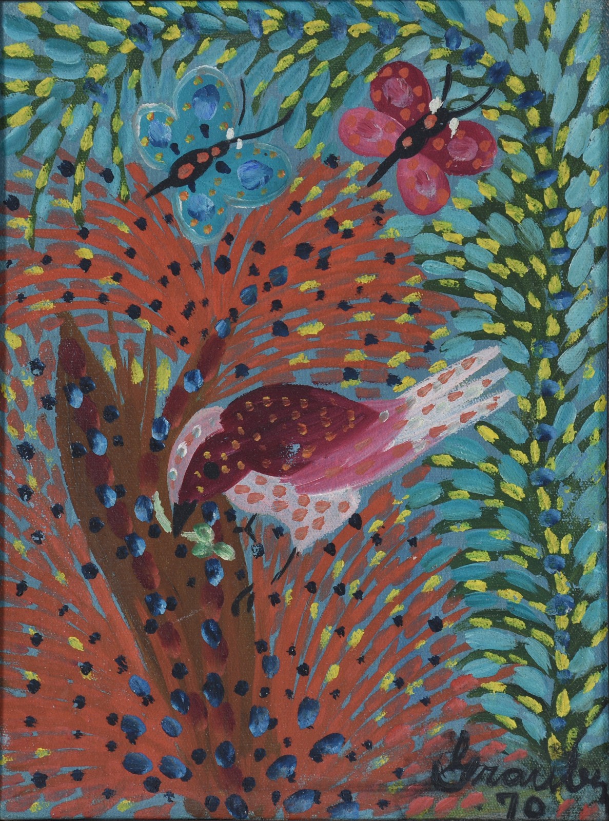 Grauben  (1889-1972), Pássaro e borboletas - foto 1 de 4