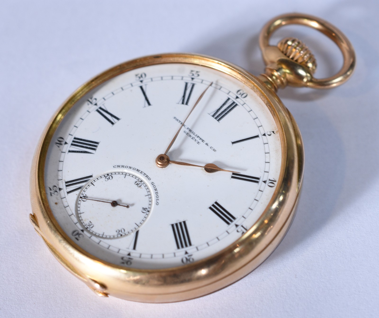 Relógio Patek Philippe de ouro 18k, Chronometro Gondolo, 20 linhas... - foto 1 de 11
