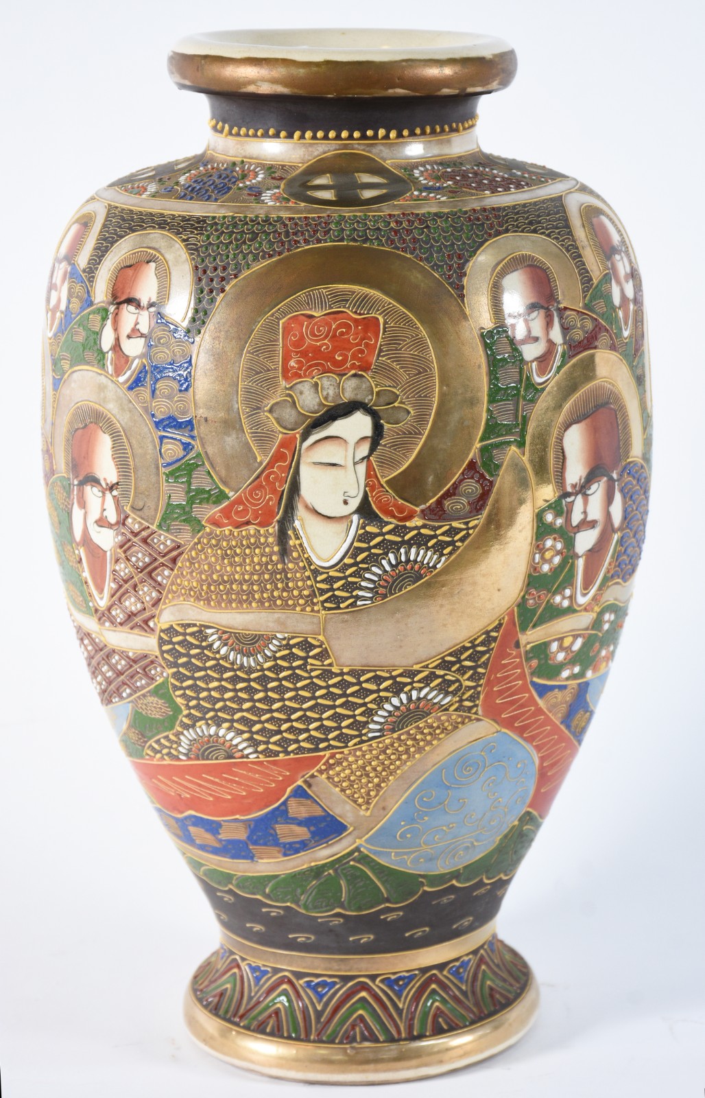 Vaso de faiança japonesa de Satzuma, decorado com figuras em... - foto 3 de 5