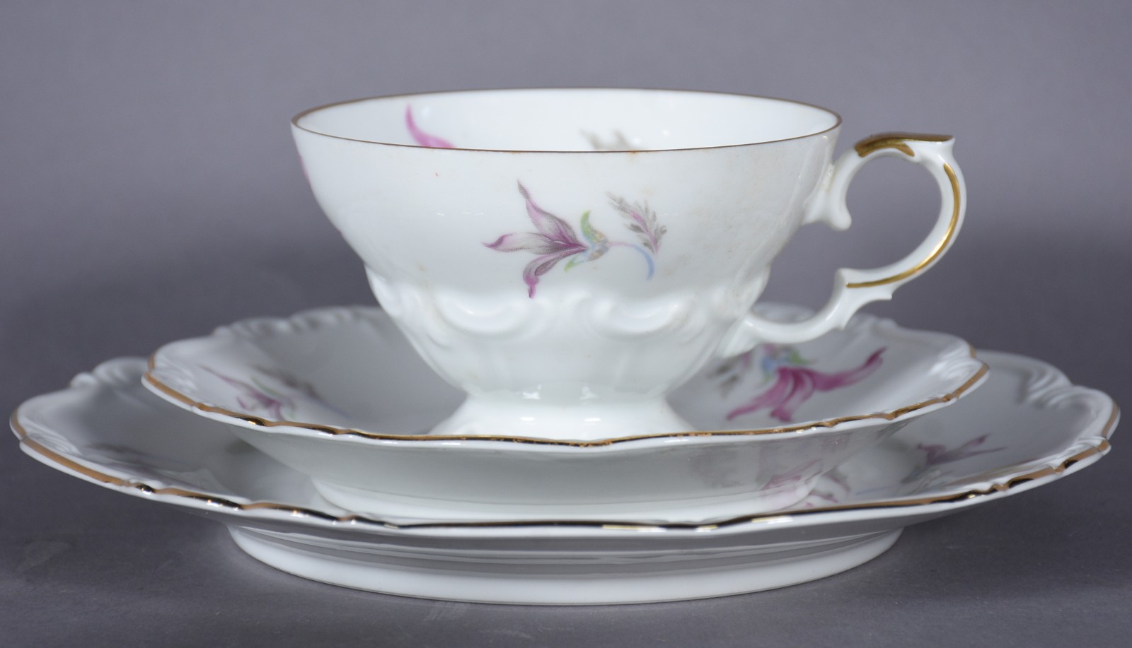 Serviço de chá de porcelana alemã da Bavaria, decoração floral em... - foto 3 de 6
