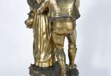 AUGUSTE BONNETAUD NADAUD (1835-1889),  - Grupo escultórico de metal dourado representando casal de camponeses. Assinado.