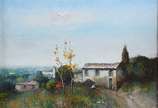 Domenico Lazzarini (1920-1987), Casas na Toscana - Óleo sobre tela - datado 1982.