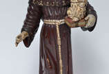 SANTO ANTONIO com menino - Belíssima e antiga i... - SANTO ANTONIO com menino - Belíssima e antiga imagem de madeira policromada, olhos de vidro. Séc.XIX. Alt.37 cm.