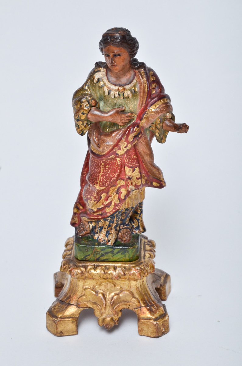 NOSSA SENHORA - Antiga imagem portuguesa de madeira policromada...