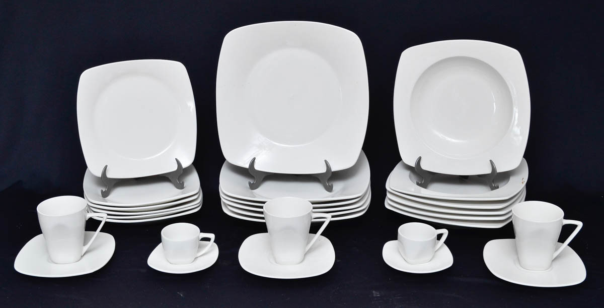 Serviço de jantar, chá e café de porcelana branca Classic Home...
