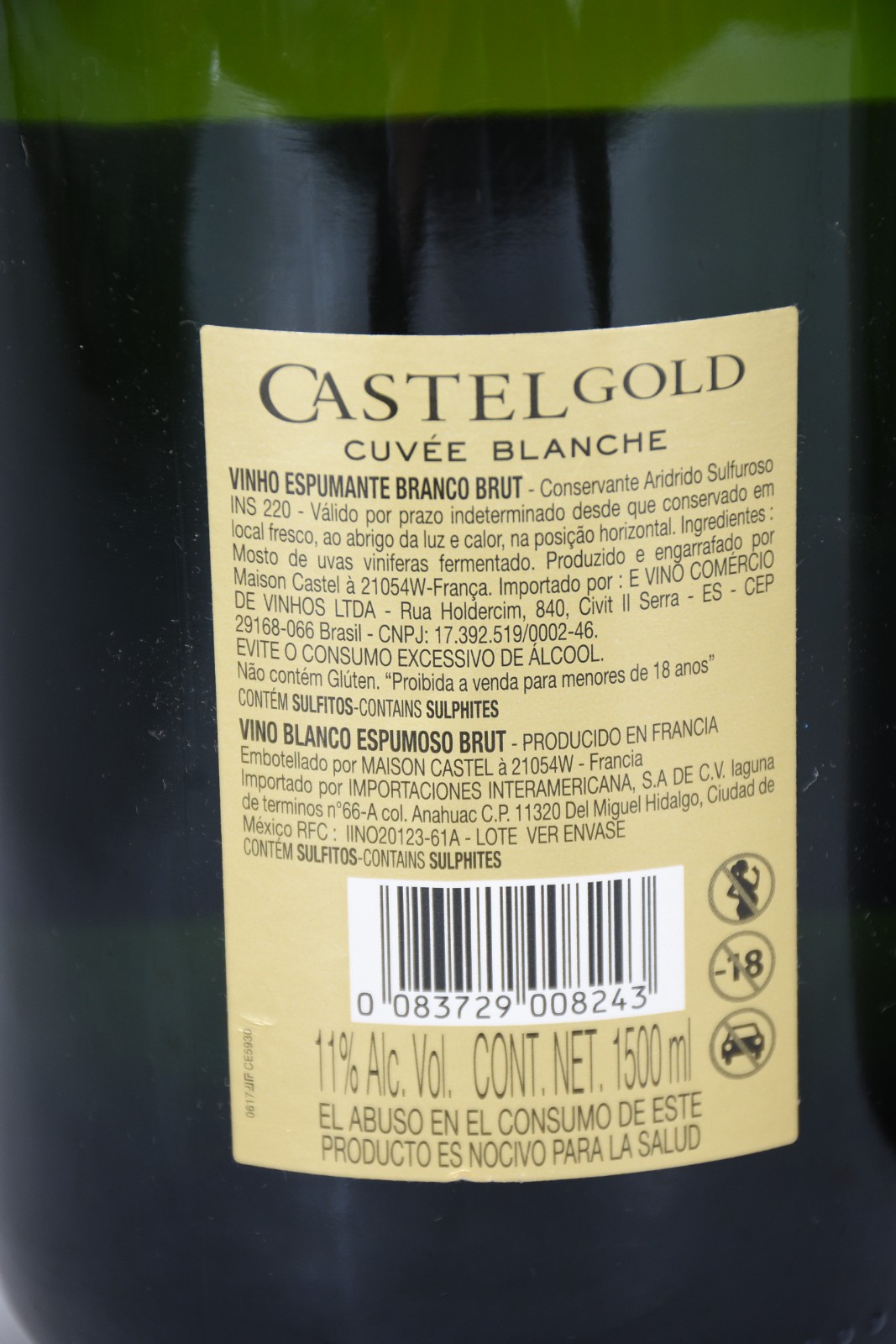 Três garrafas de espumante frances "Castel Gold", brut, cuvée... - foto 7 de 7