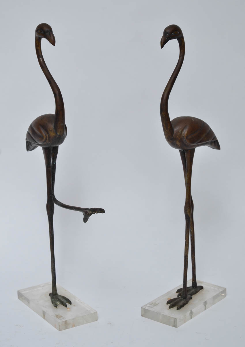 Par de garças de bronze, alt.52 cm.