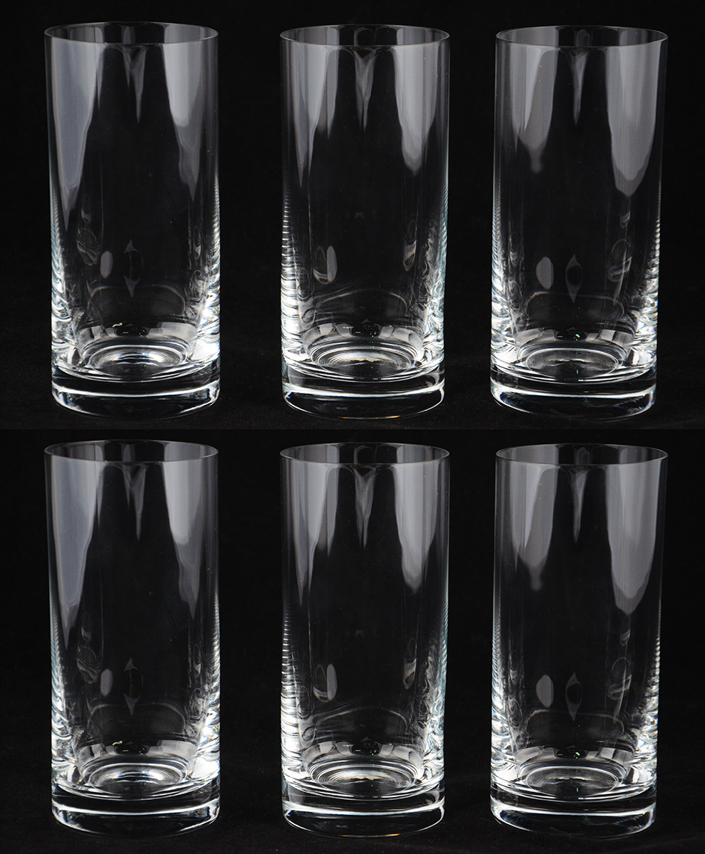 Seis copos longos para whisky de cristal da Bohemia.