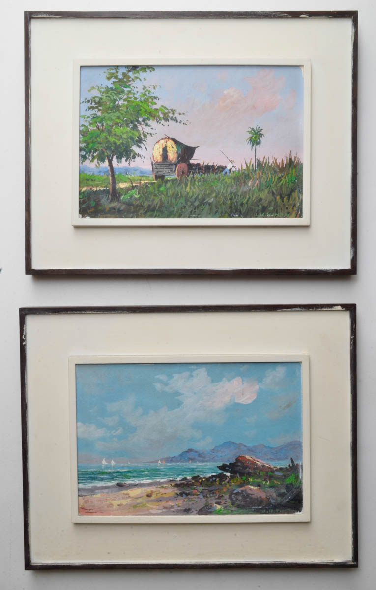 J R PINTO - Par - paisagem e marinha - ose - 19 x 28.