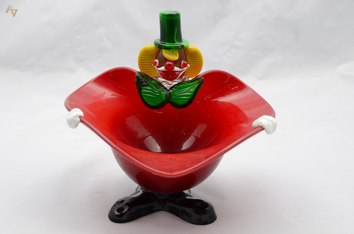 Baleiro de murano feitio palhaço vermelho. Altura 21 cm. - foto 1 de 2