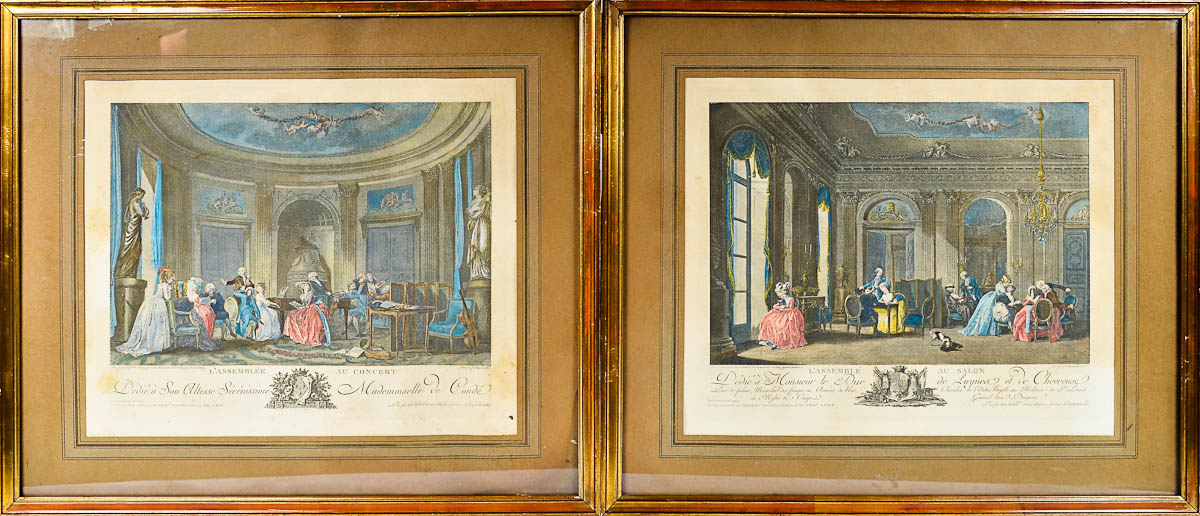 Par de antigas gravuras francesas. Med. 43 x 54.