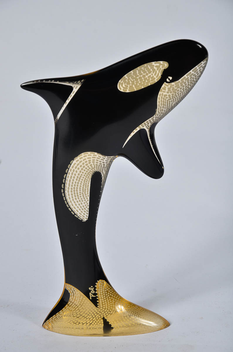 PALATNIK - Estatueta de resina de poliester representando orca...