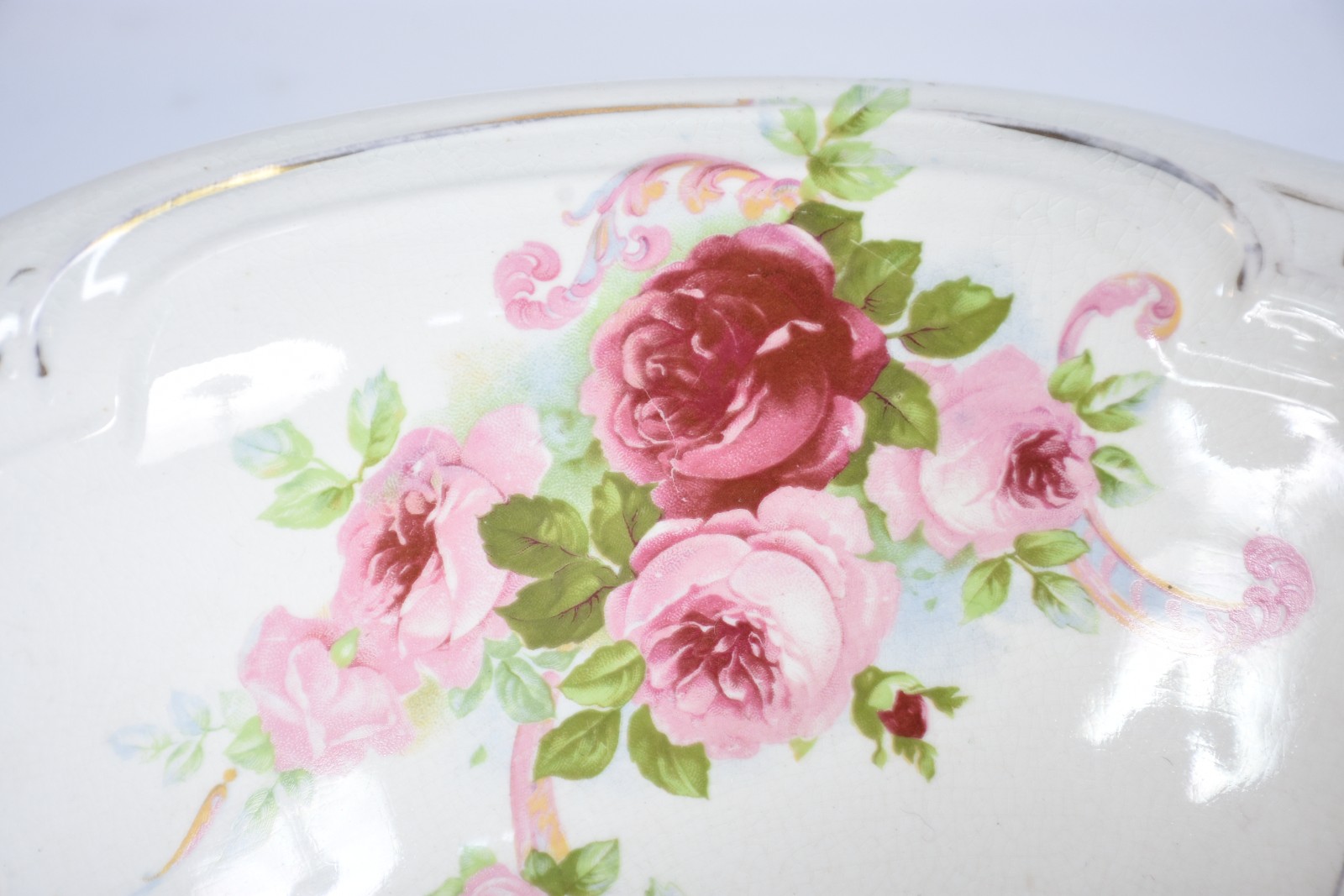 Jarra com bacia de faiança inglesa J & G Meakin, decoração floral em... - foto 6 de 9