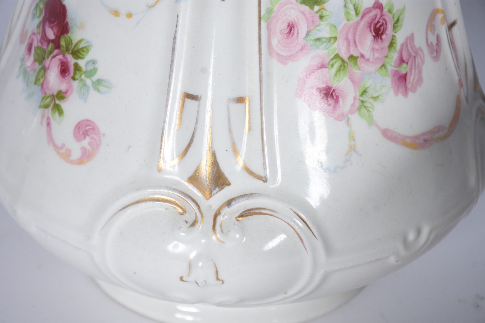 Jarra com bacia de faiança inglesa J & G Meakin, decoração floral em... - foto 8 de 9