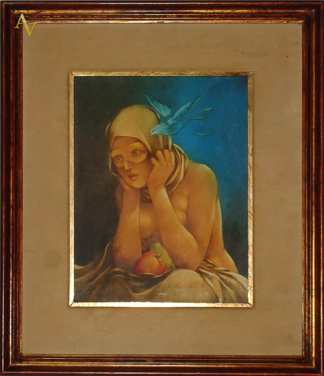 SAMI MATTAR - Figura com pássaro - ost - 36 x 28