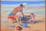 Luci Cerqueira (1), Brincando na areia da praia - Óleo sobre tela.