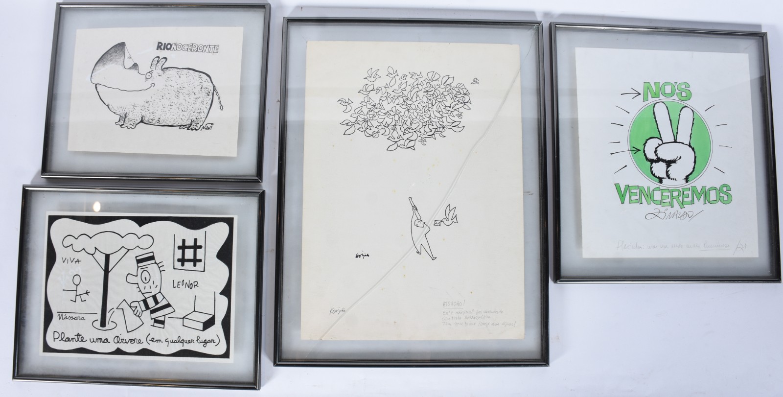 Quatro desenhos originais de cartunistas - Nani/Ziraldo/ Borjalo/... - foto 1 de 7