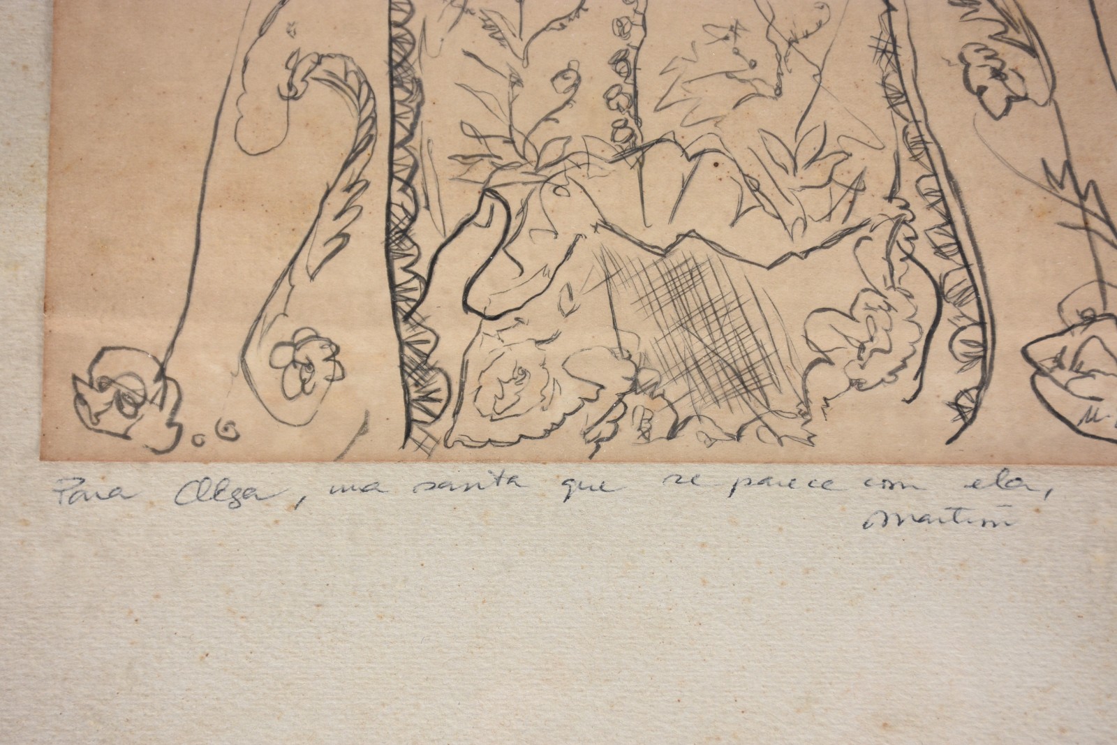 Nossa Senhora - desenho - datado 1946 (com desgastes) e Gravura P.A... - foto 2 de 6