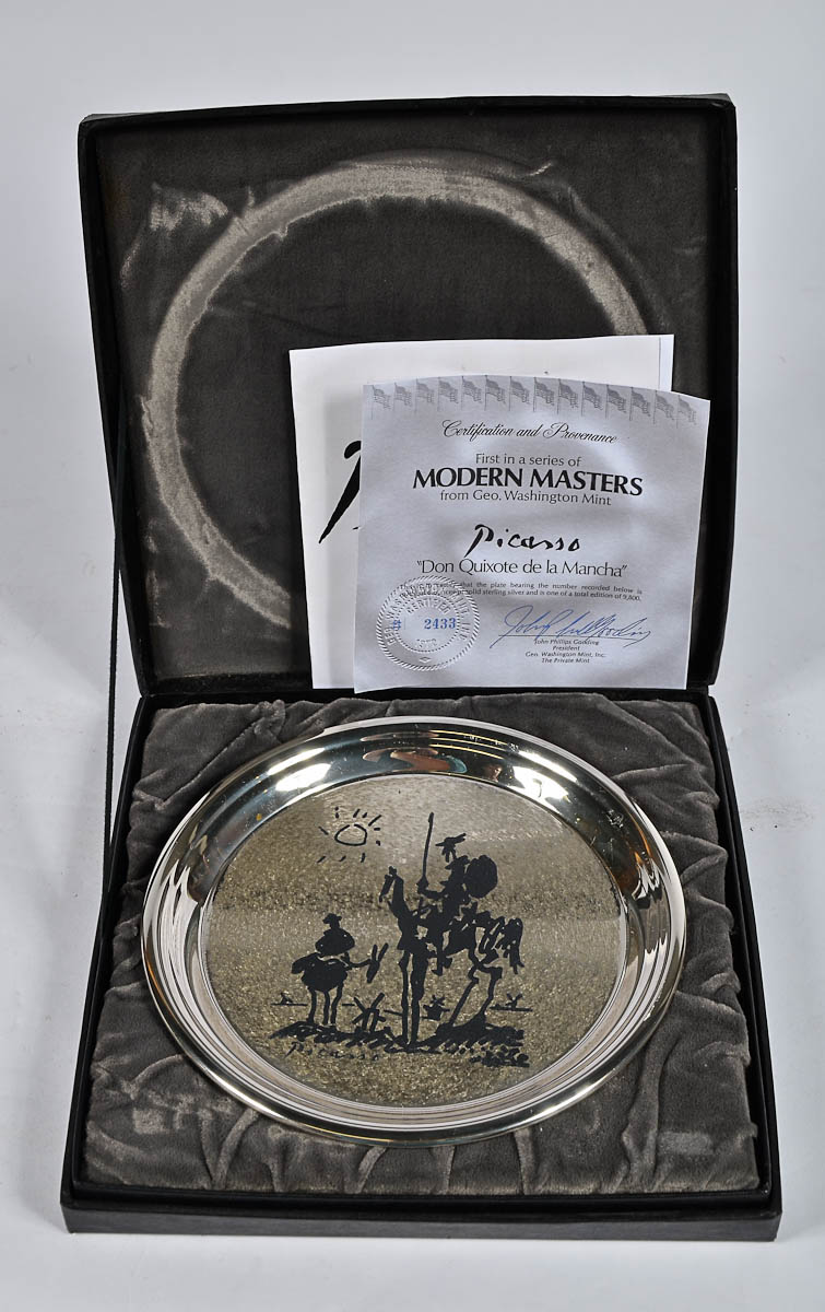 PABLO PICASSO - Prato de prata com certificado e assinado. Diam. 20...