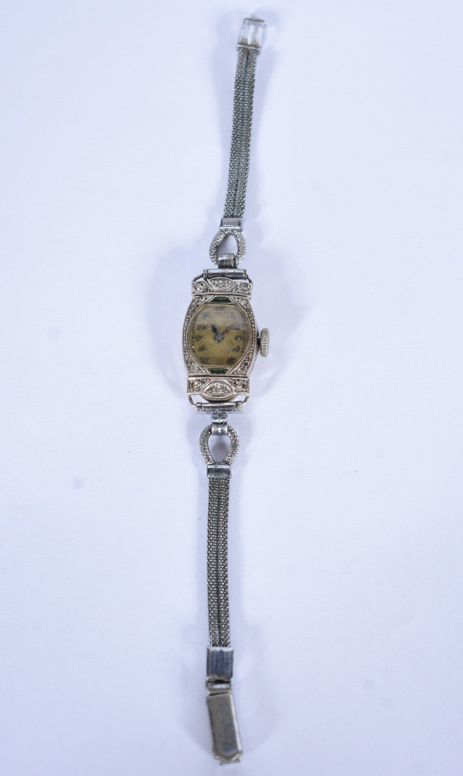 Relógio com caixa de platina com brilhantes, pulseira de metal (Por... - foto 2 de 6