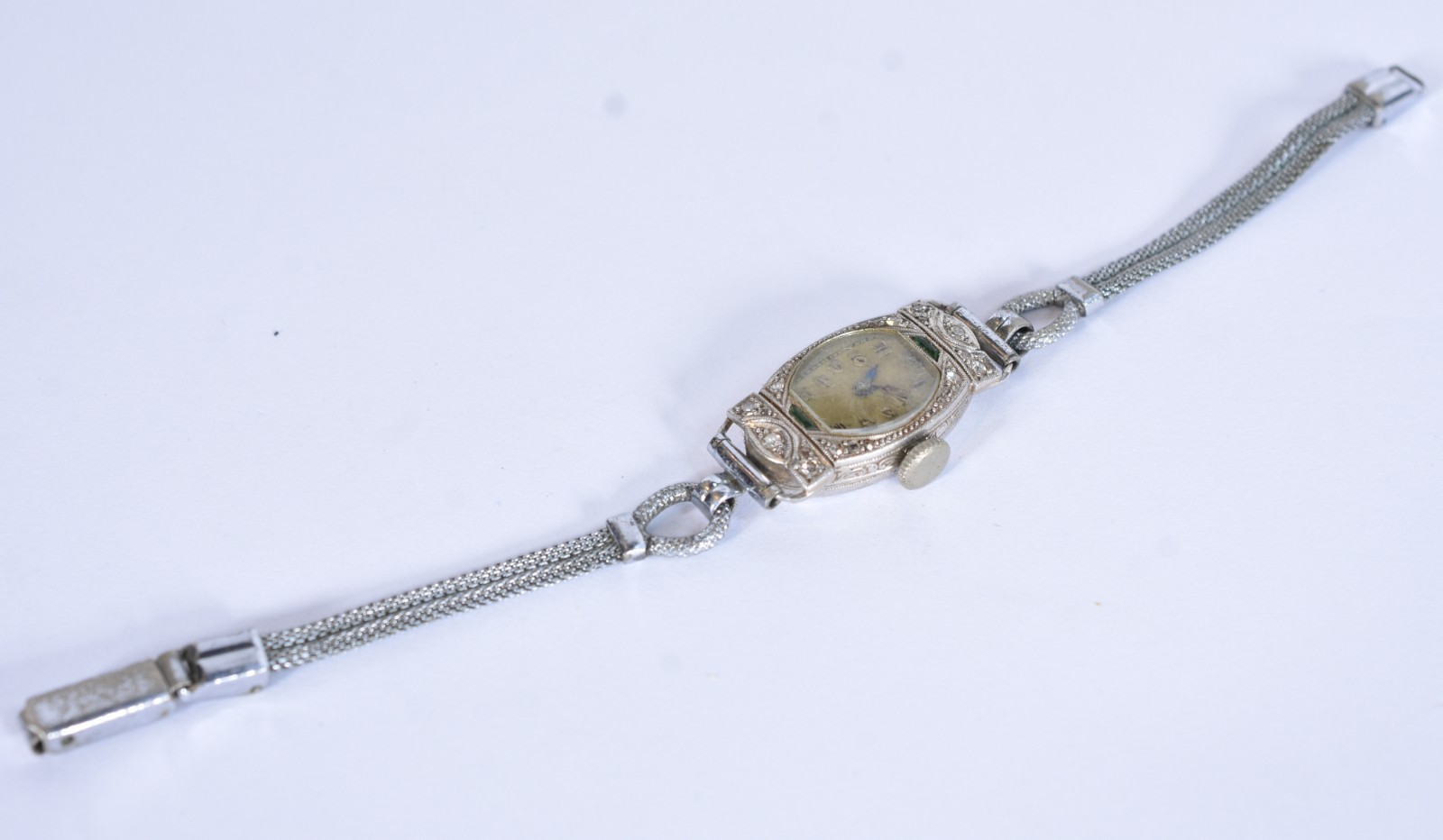 Relógio com caixa de platina com brilhantes, pulseira de metal (Por... - foto 4 de 6