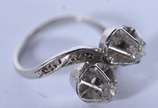 Anel de platina com brilhantes de 0,05 ct, lapi... - Anel de platina com brilhantes de 0,05 ct, lapidação antiga, aro 12 (Por motivos de segurança a peça não se encontra na loja)
