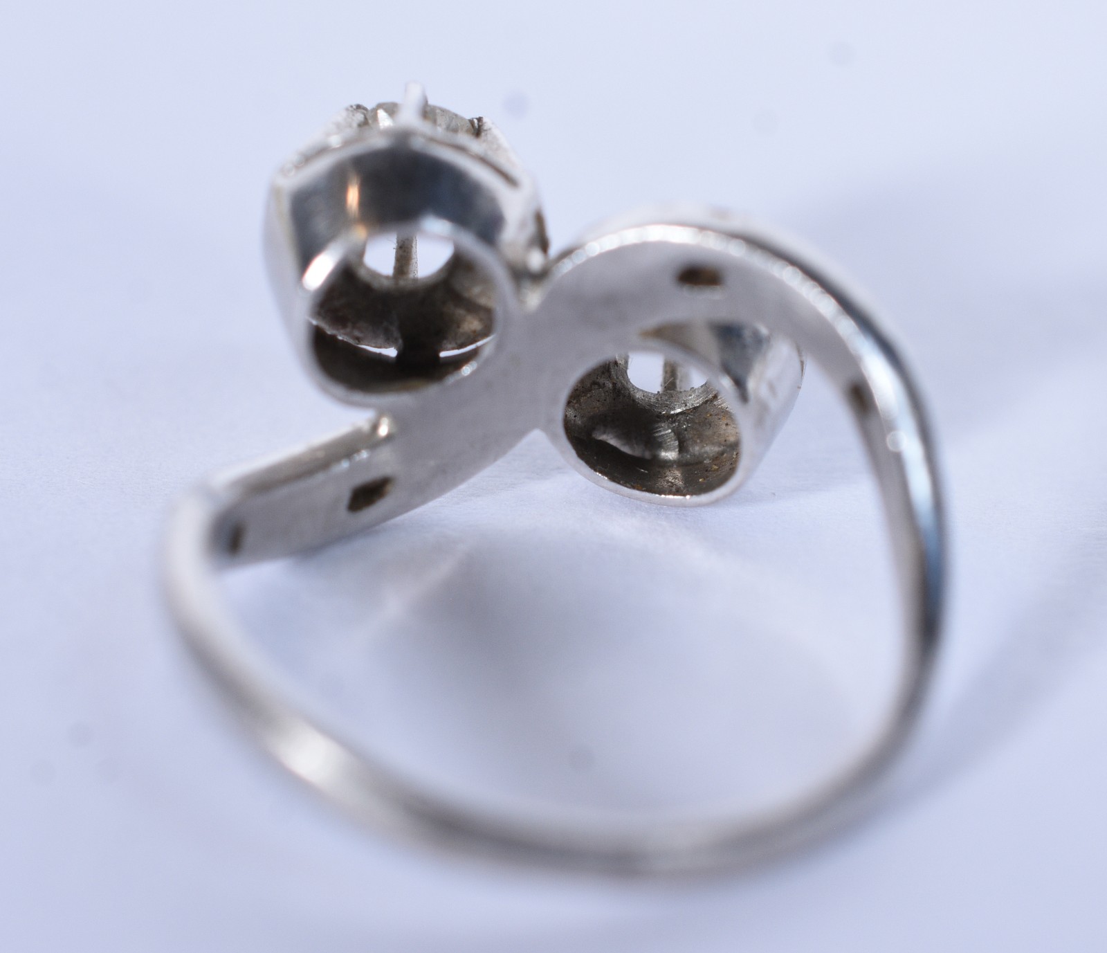 Anel de platina com brilhantes de 0,05 ct, lapidação antiga, aro 12... - foto 4 de 7