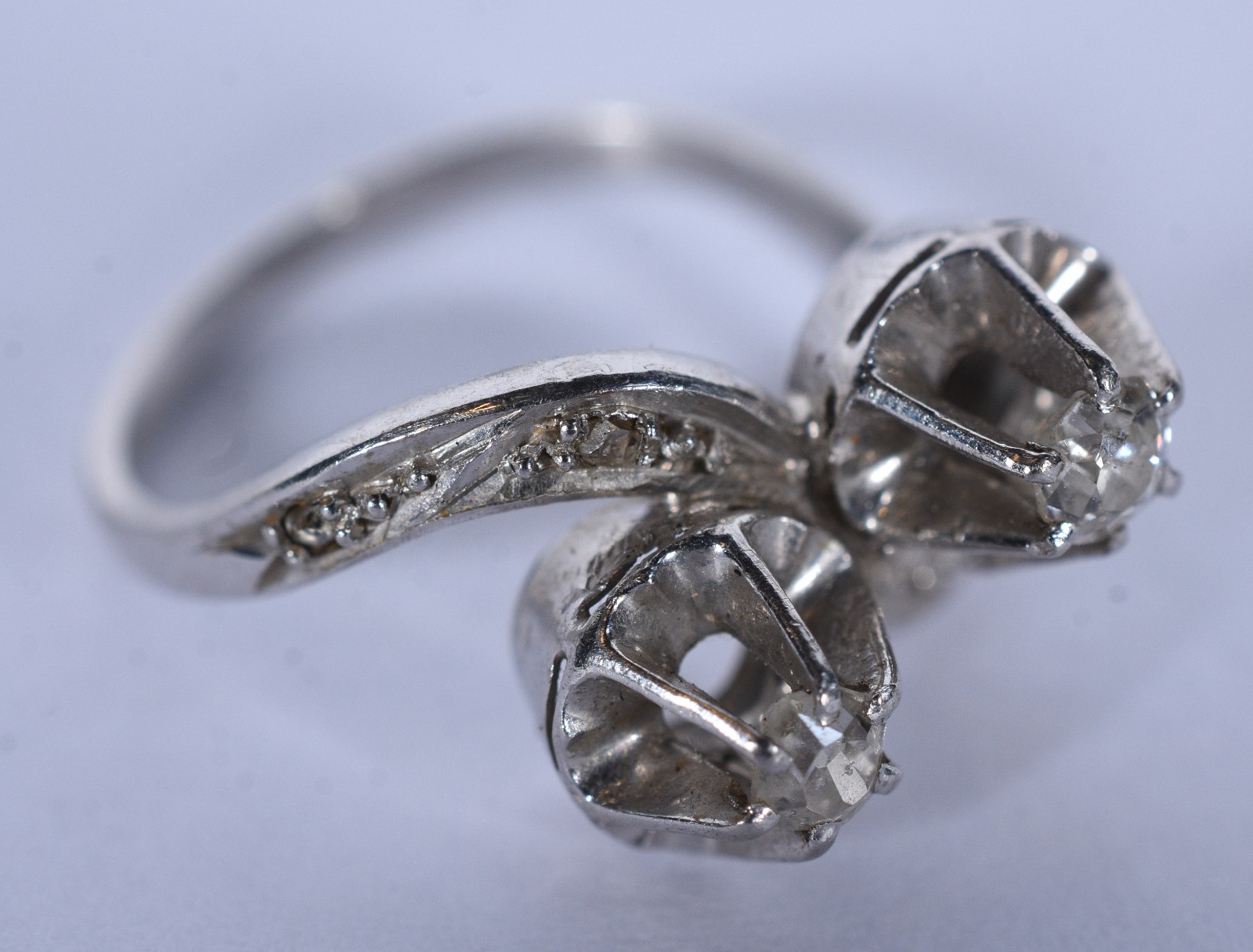 Anel de platina com brilhantes de 0,05 ct, lapidação antiga, aro 12... - foto 7 de 7