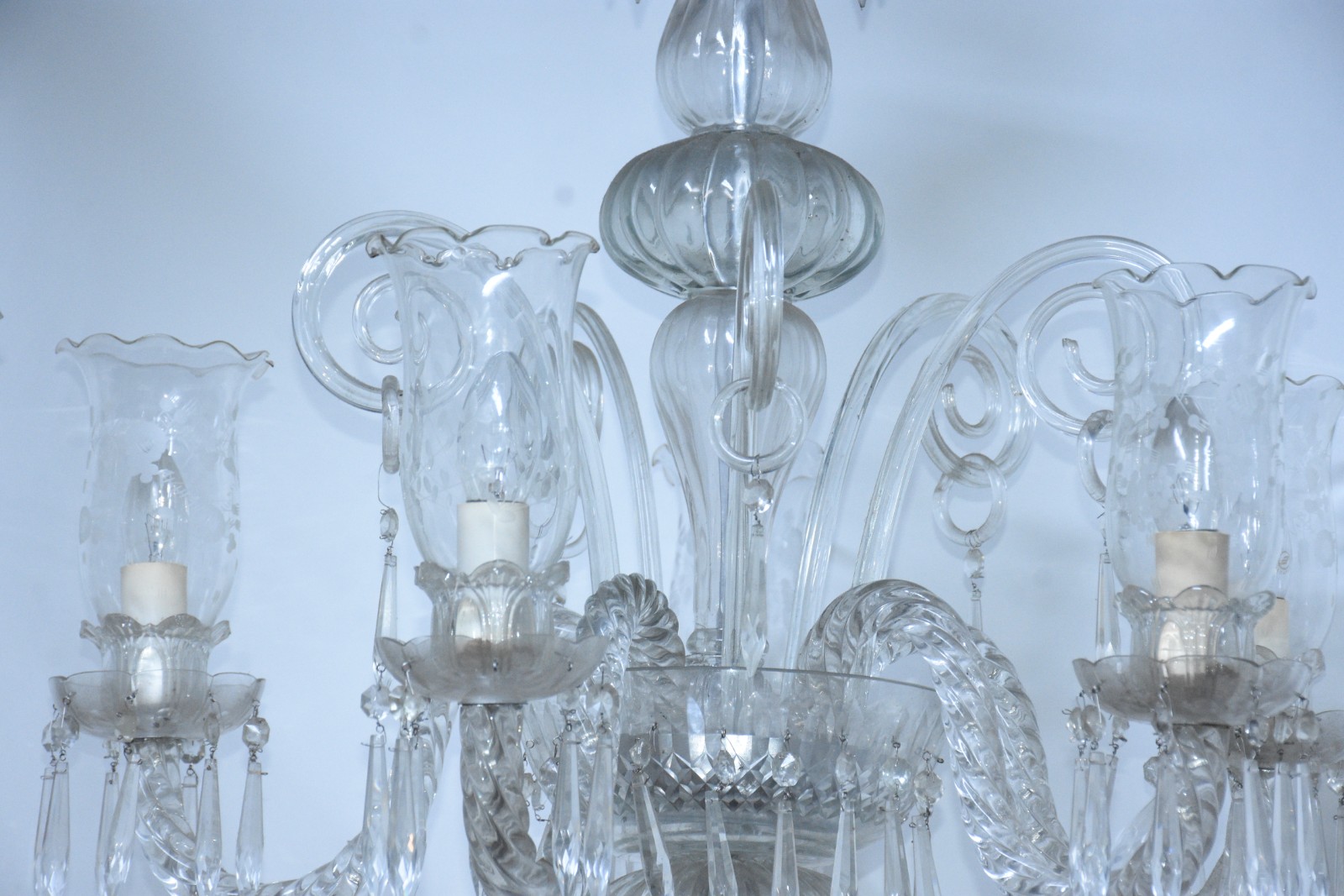 Lustre de cristal para 5 luzes mangas lavradas. - foto 2 de 5