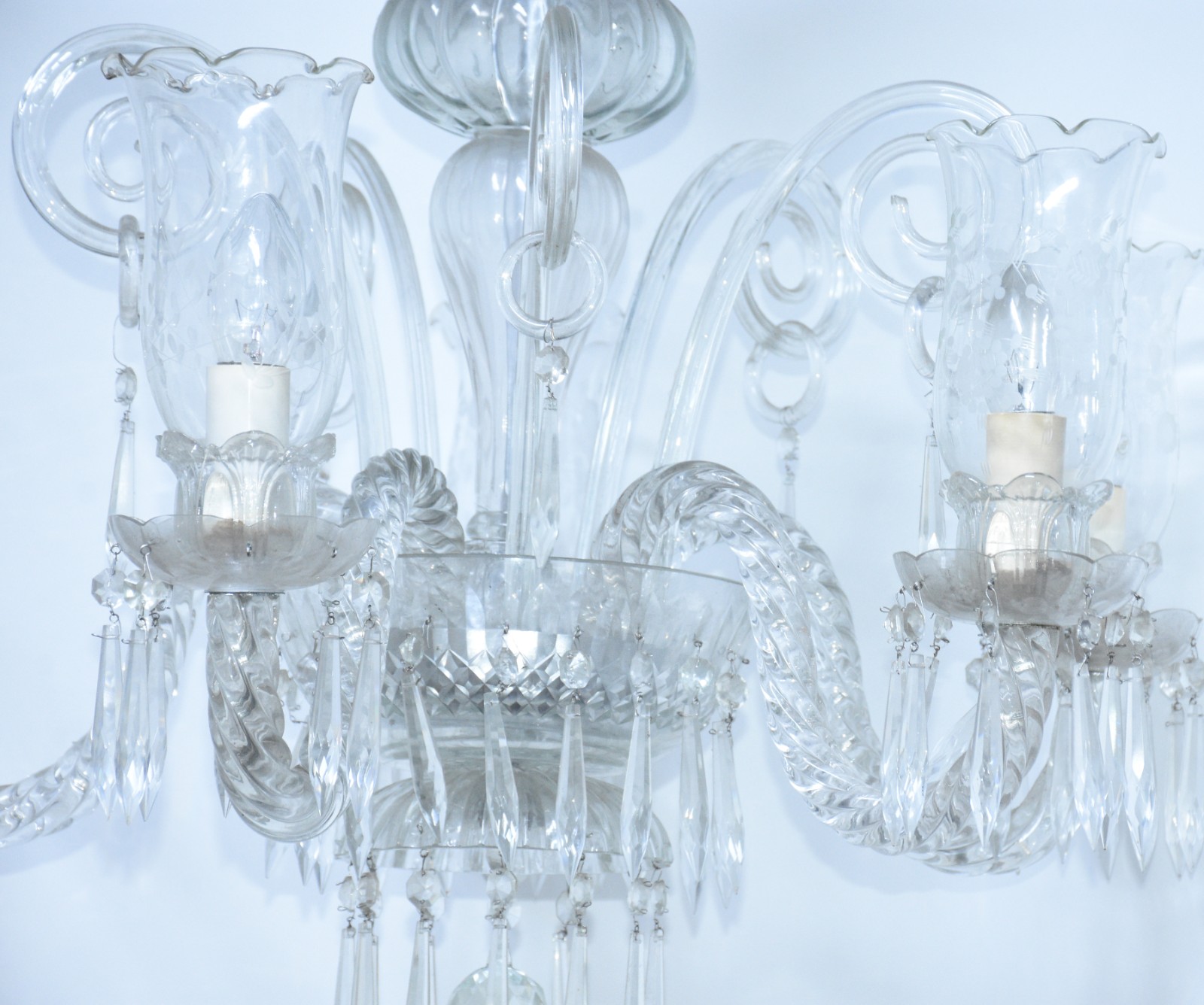 Lustre de cristal para 5 luzes mangas lavradas. - foto 4 de 5
