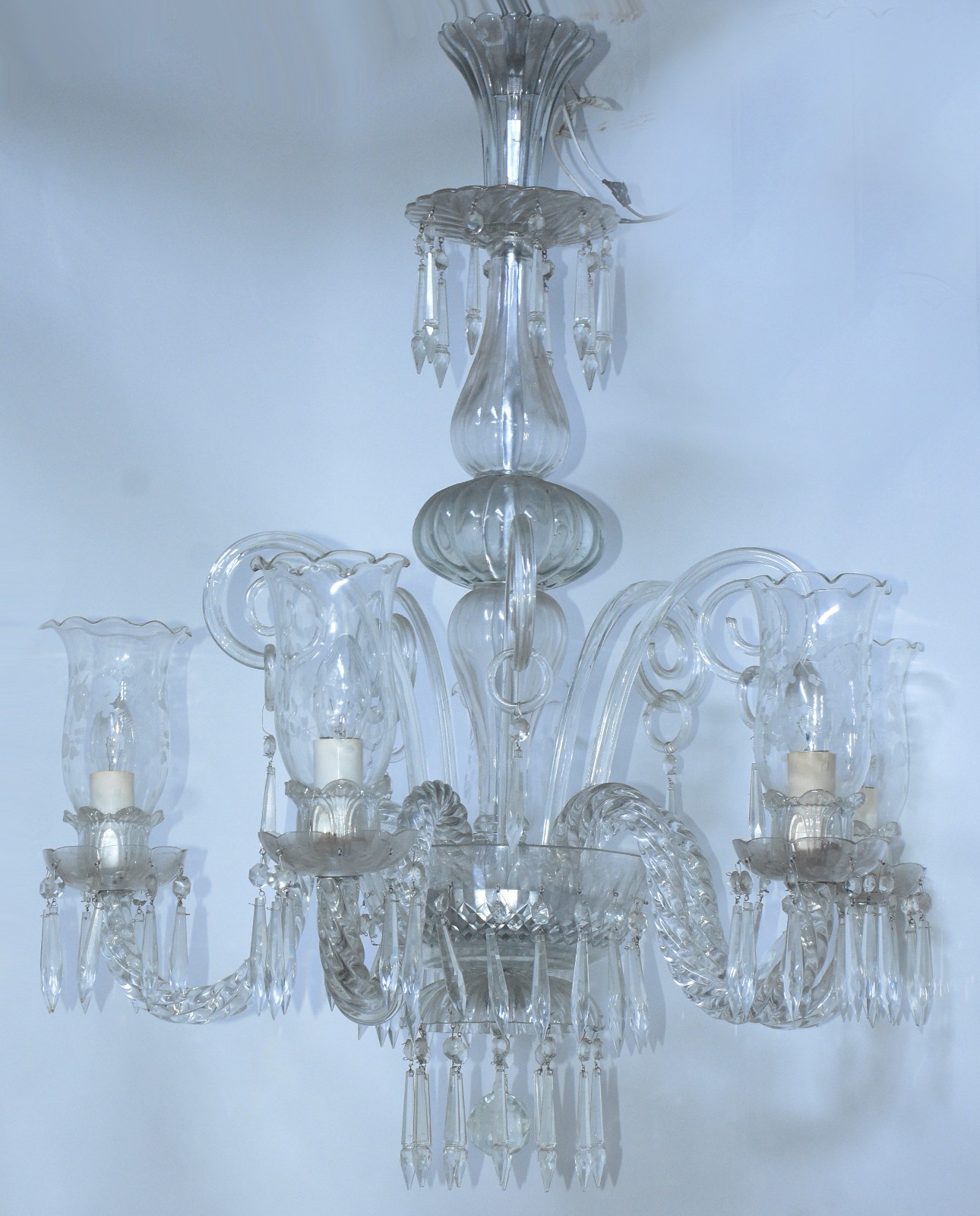 Lustre de cristal para 5 luzes mangas lavradas. - foto 5 de 5