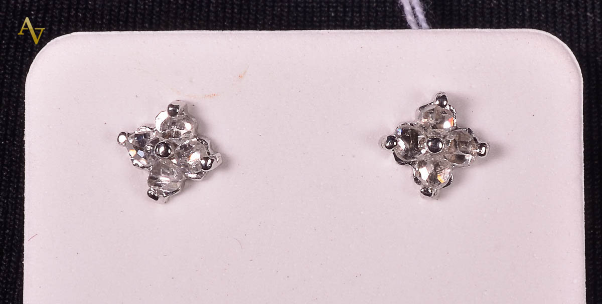 Brincos de ouro branco 18 k, simulação de brilhantes solitários com...
