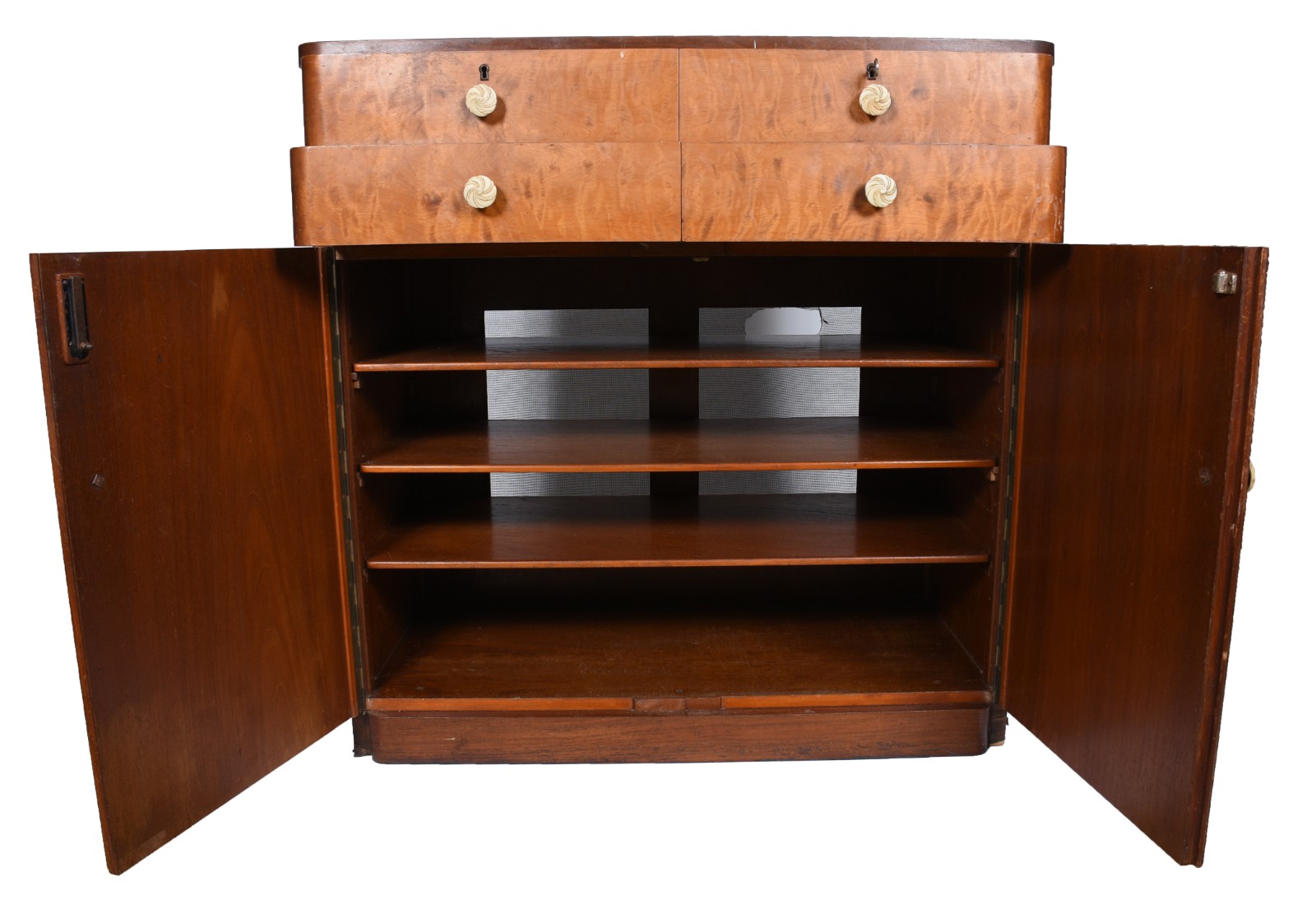 Cômoda de madeira nobre estilo Art Deco, duas gavetas e duas portas... - foto 4 de 9