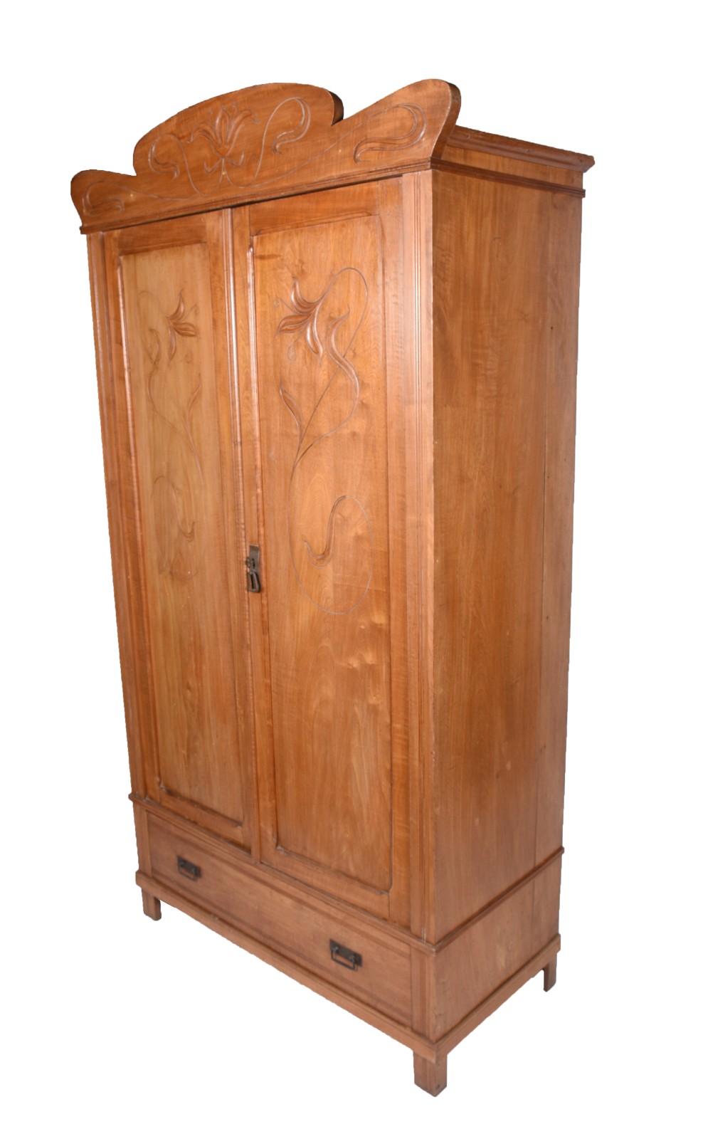 Armário de madeira nobre estilo Art Nouveau, duas portas com... - foto 1 de 10